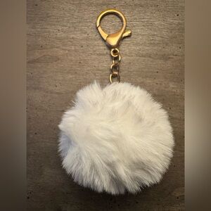 Fluffy White Pom Pom Keychain/Bag Charm